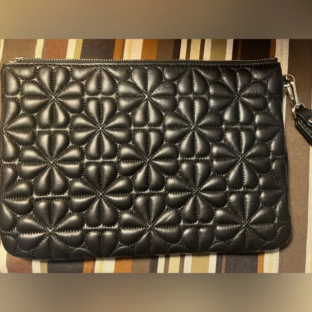 Kate Spade Black Quilted Lacy Heart Clutch Bundle